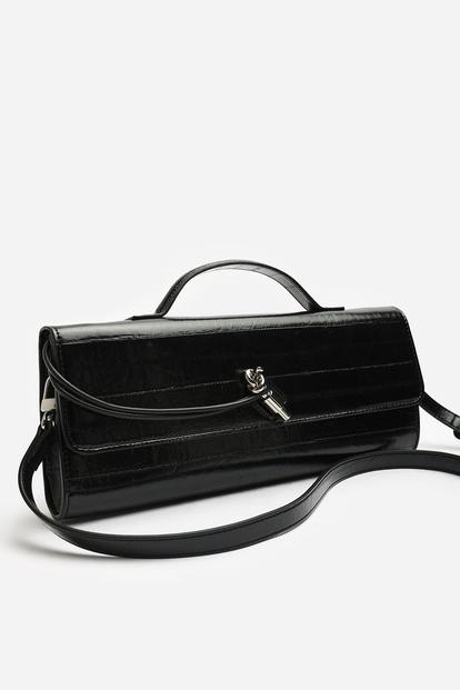 Black Petal Envelope Style Clutch Bag