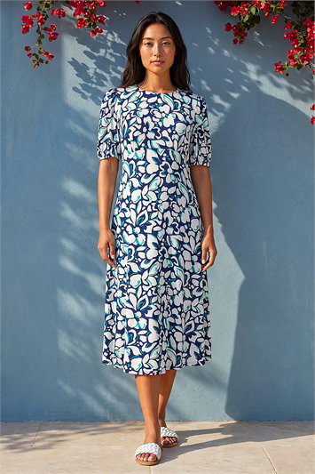 Petite Floral Stretch Midi Dress 14473960