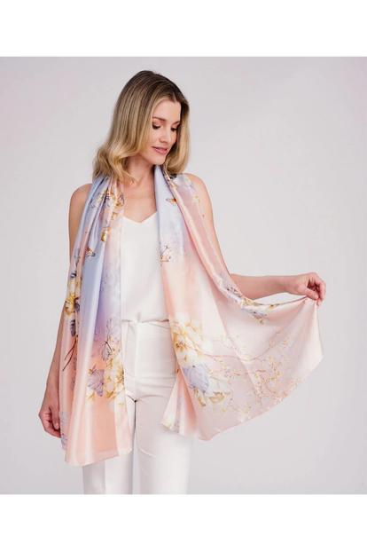 Pink Nova - Abstract Print Chiffon Scarf - Blush Pink