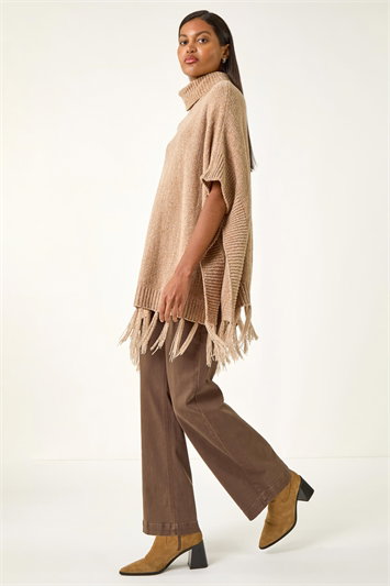 Tassel Trim Knit Poncho 16204559