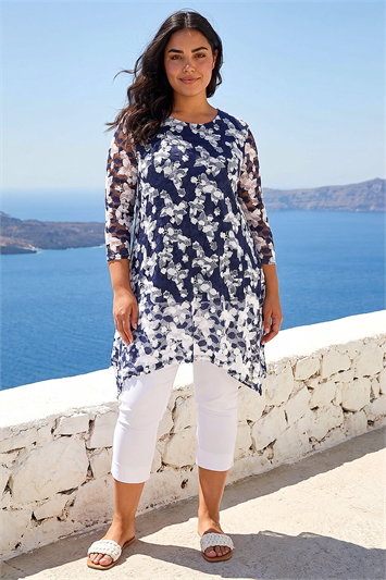 Curve Floral Lace Tunic Top 19485560