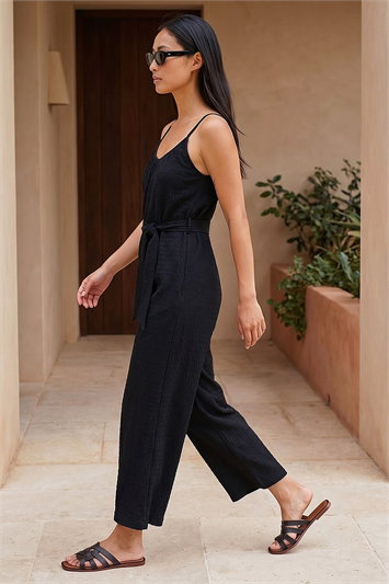 Petite Textured Cropped Jumpsuit 14912408