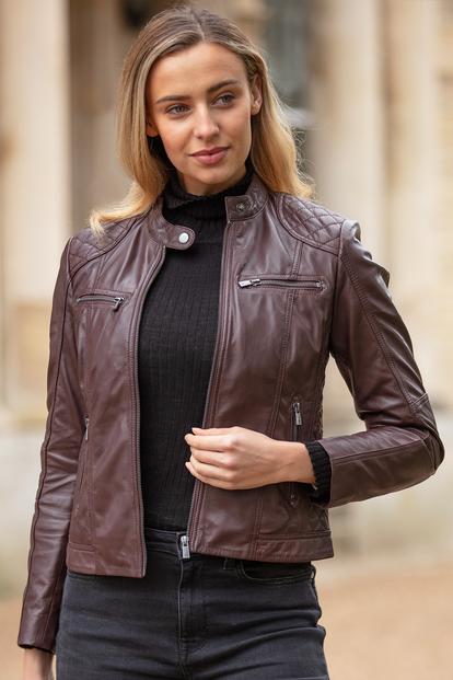 Black 'Donna Milano' Real Leather Fashion Biker Style Jacket