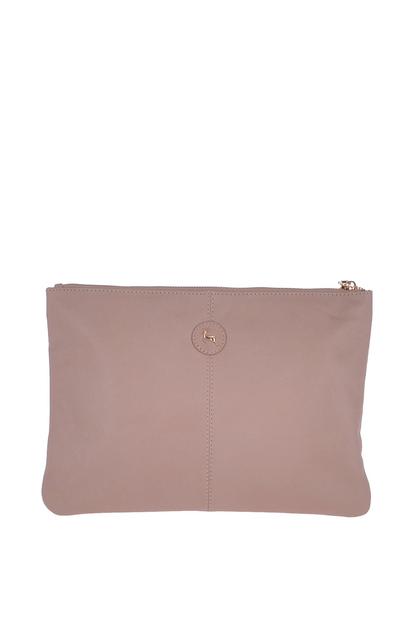 Pink Large Padded Leather Pouch Bag