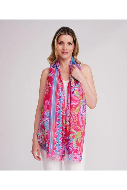 Pink Ryder - Abstract Print Chiffon Scarf