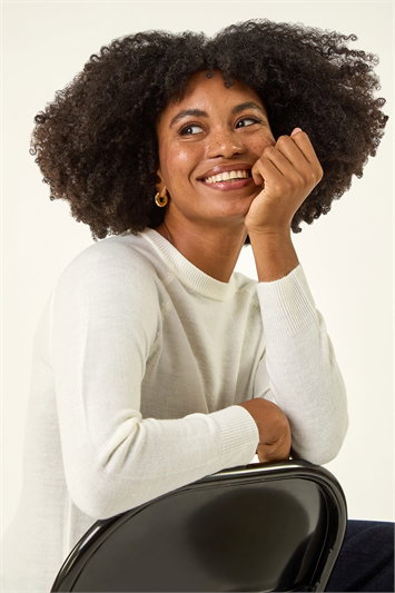 White Plain Soft Crew Neck Jumper