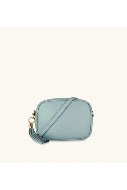 Blue The Tassel Pale Blue Leather Crossbody Bag