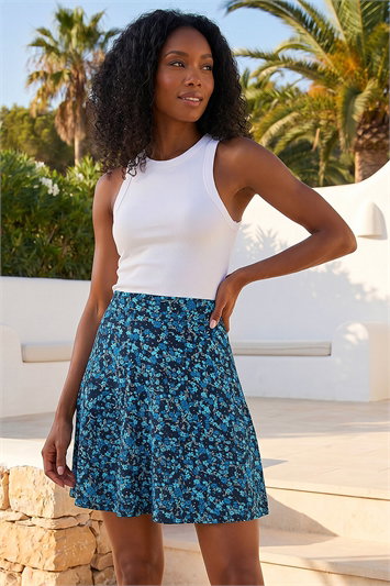 Floral Stretch Skater Skirt 17063309
