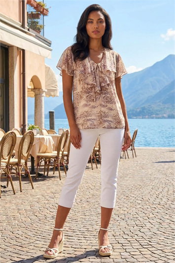 Snake Print Frill Neck Top 20213388