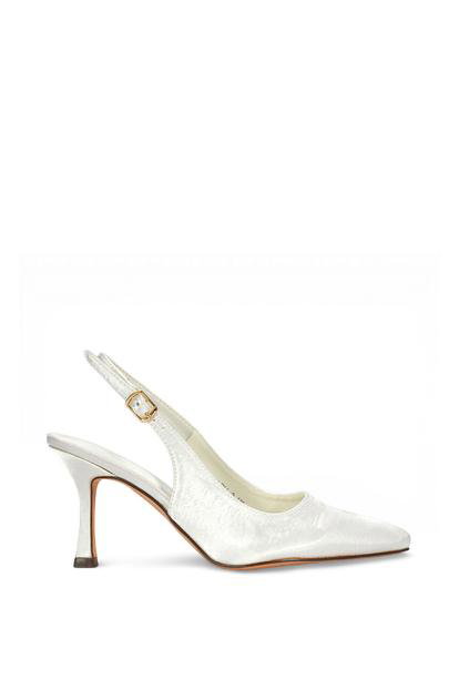 White 'Valerie' Ivory Satin Stiletto High Heel Slingback Bridal Court Shoes
