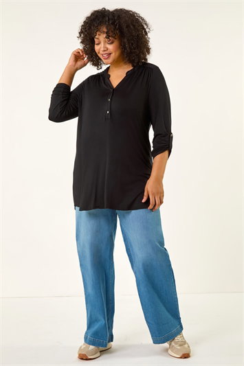 Curve Buttoned Stretch Top 19401208