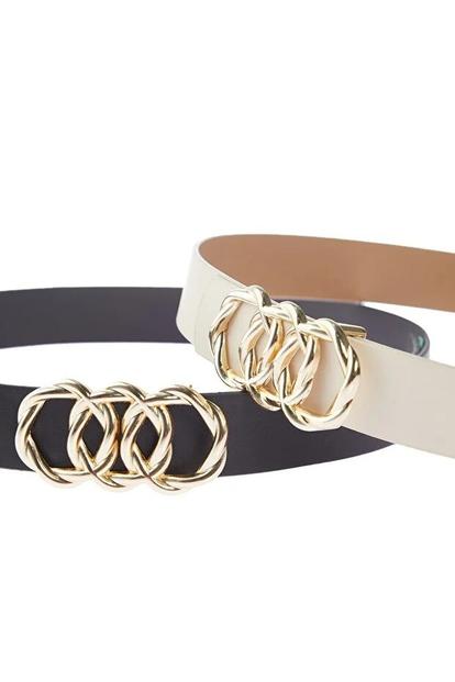 Multi Double Pack Ring Detail Women’S Belt Set