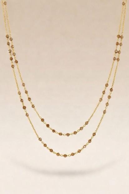 Metallic Two Strand Gold Pearl Necklace For Women