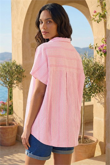 Stripe Pleat Front Relaxed Overshirt 20191446