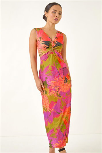 Petite Floral Twisted Stretch Maxi Dress 14782264
