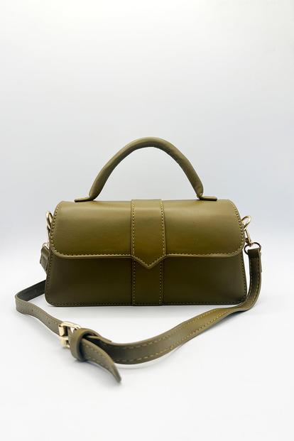 Green Small Crossbody Hard Top Handle Bag In Olive