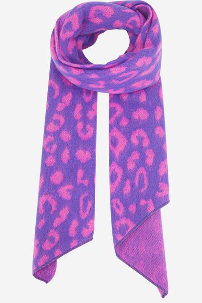 Purple Asymmetric Leopard Winter Scarf