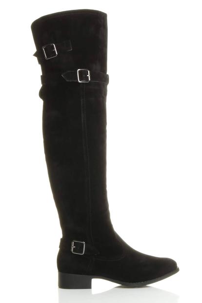 Black Low Heel Riding Over The Knee Boots