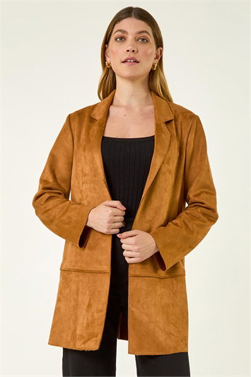 Faux Suede Longline Jacket 15046789