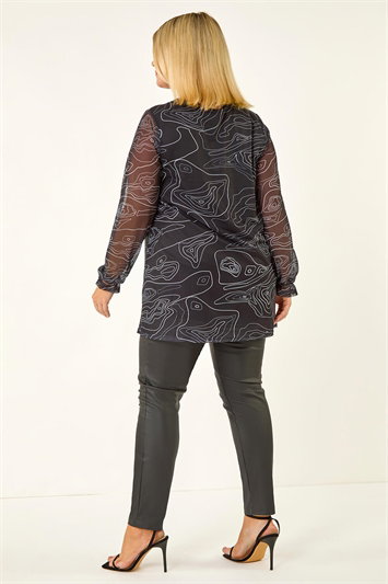 Curve Swirl Print Stretch Top 19440008