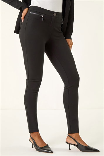 Black Zip Detail Stretch Trouser