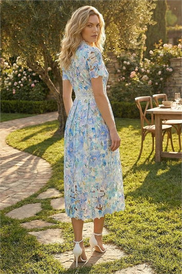 Watercolour Lace Midi Dress 14866009