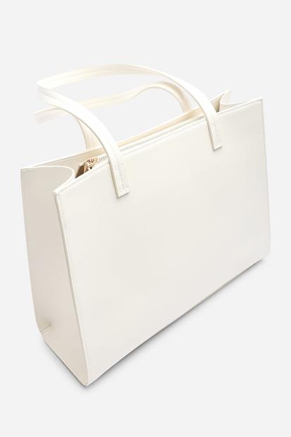 Black Bailee Double Handle Tote Bag With Central Fastening