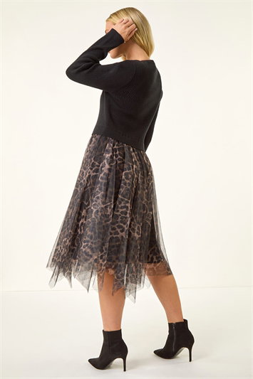 Petite Animal Knitted Mesh Dress 14815508