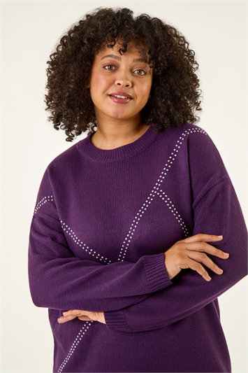 Purple Curve Hotfix Knit Jumper