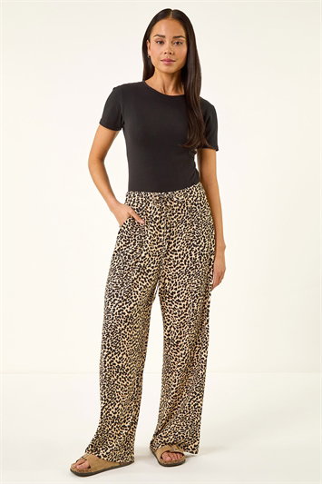 Petite Animal Print Wide Leg Trouser 18105688