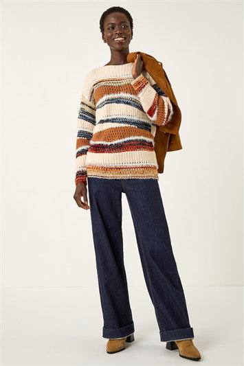 Jacquard Slash Neck Knit Jumper 16241814