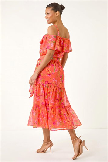 Floral Bardot Midi Dress 14741764