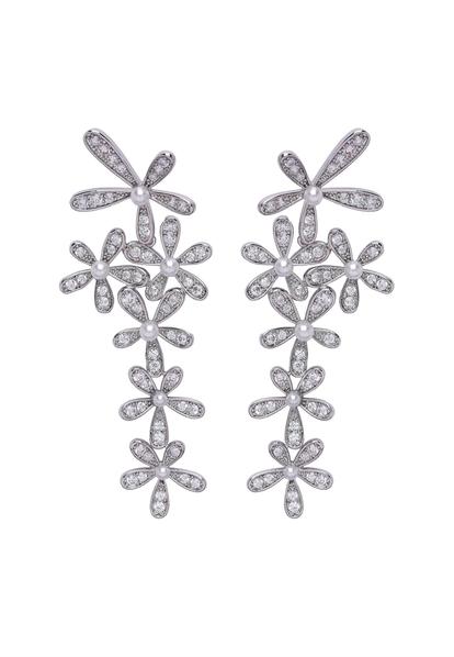Metallic Diva Gleaming Floral Dangle Earrings