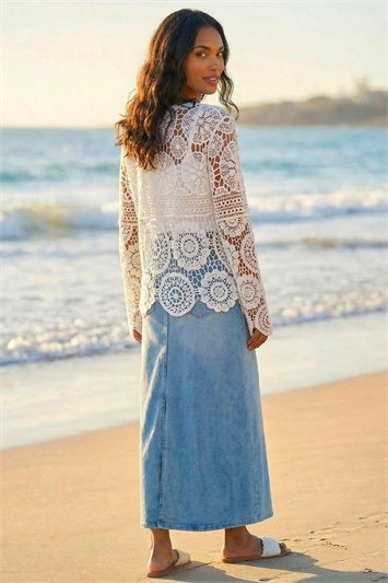 Crochet Detail Knit Cardigan 16213638