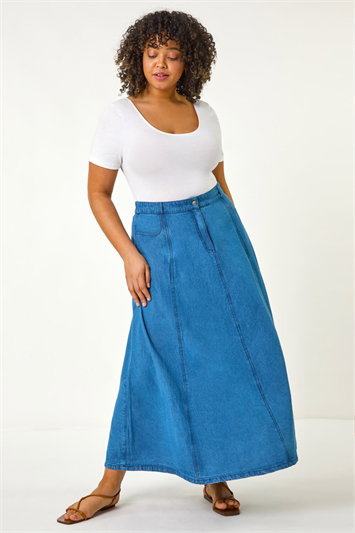 Curve Cotton Denim Swing Skirt 17059837