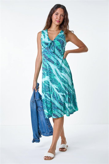 Burnout Abstract Knot Front Stretch Dress 14491734