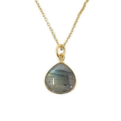 Metallic 18Ct Gold Vermeil Plated Labradorite Necklace