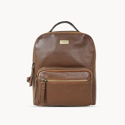 Black 'Angel' Nappa Full Grain Leather Zip-Top Backpack