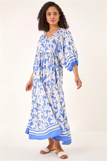 Floral Print V-Neck Maxi Dress 14855409
