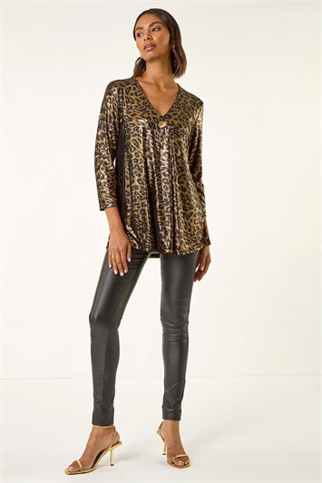 Metallic Animal Print Tunic Top 19454733