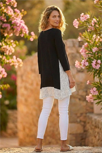 Polka Dot Side Split Tunic Top 19406108