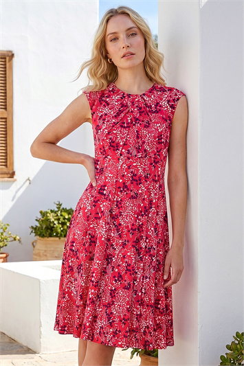 Ditsy Floral Keyhole Twist Dress 14696422