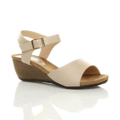 Black Low Wedge Heel Buckle Sandals