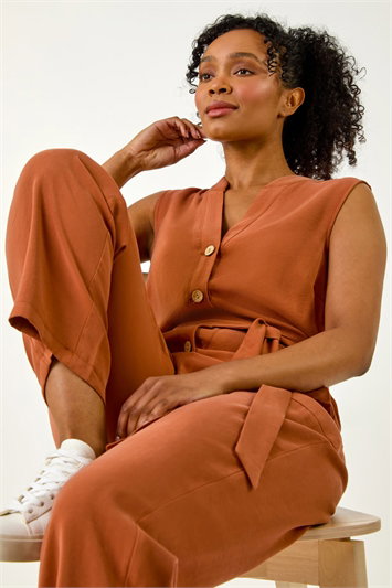 Petite Button Detail Pocket Jumpsuit 14531214