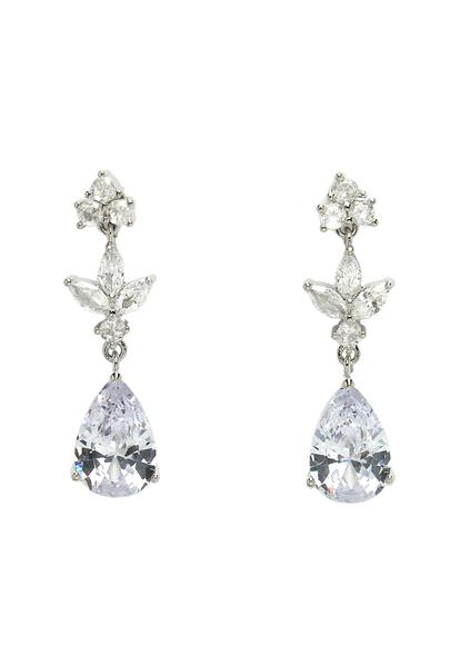 Metallic Diva Collection Delicate Silver Raindrop Earrings
