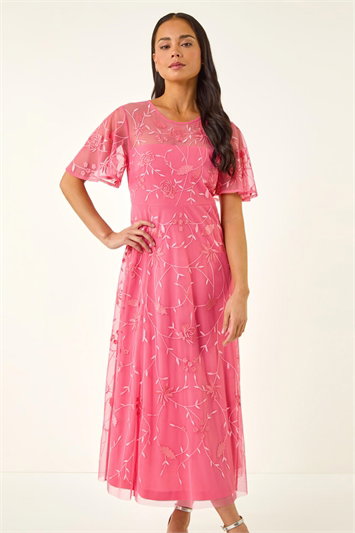 Fuchsia Chiffon Midi Wrap Dress | Roman UK