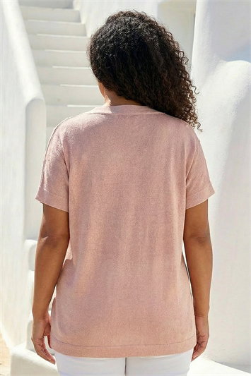 Curve Faux Pearl Embellished Knit Top 16344072