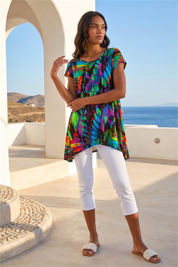Abstract Print Hanky Hem Tunic 19426408
