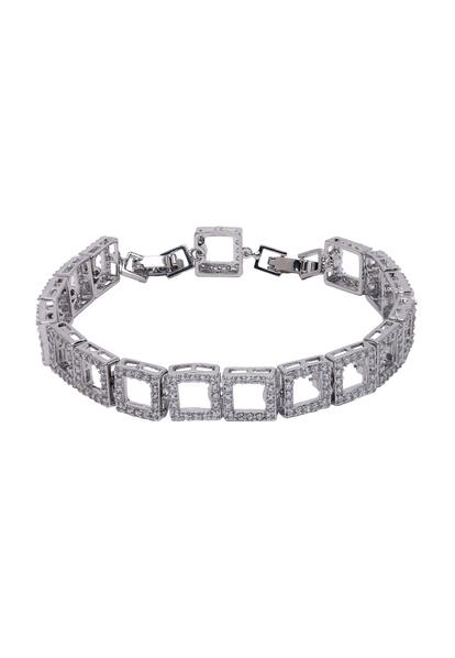 Metallic Diva Hollow Square Chain Bracelet