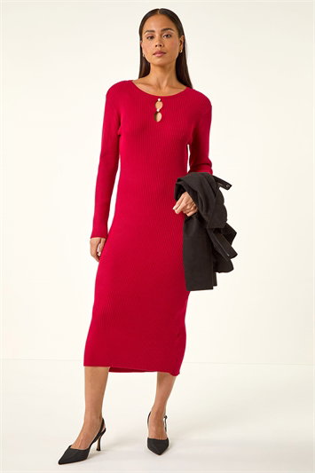 Petite Faux Pearl Knitted Midi Dress 14831078